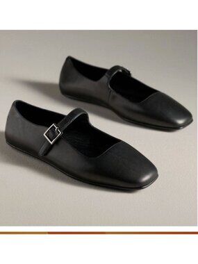 NIB Jeffrey Campbell Elise 2 Mary Janes Black Leather Flats 39/8